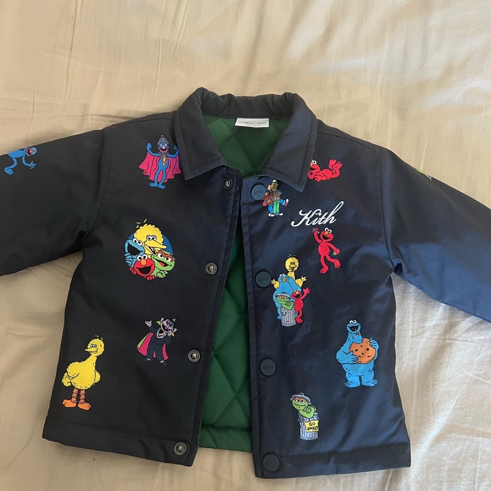Kith Kids Navy Jacket with Cartoon Characters